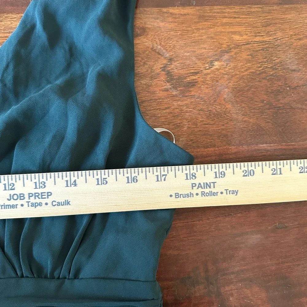 Lulus NWT Thoughts of Hue Emerald Green Surplice Maxi Dress Slit Formal Gown - Picture 10 of 10